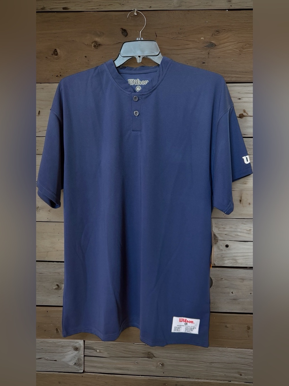 Wilson Baseball Jersey Shirt Mens XL Navy Blue Round Neck USA Made NWT 2 Buttons